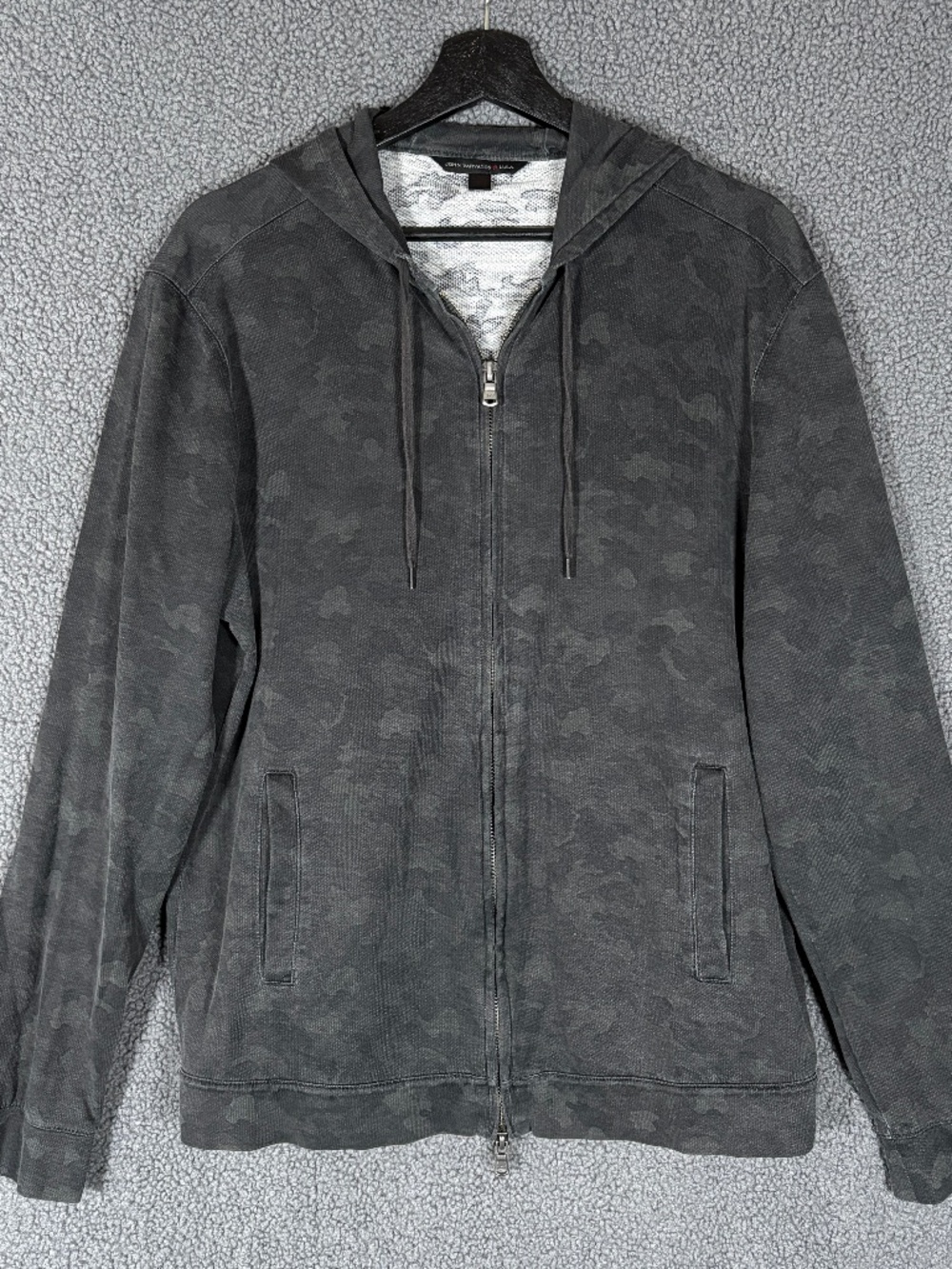 John Varvatos Pima Cotton Full Zip Sweatshirt Hoodie - Men's Size L - Gray